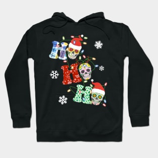 Ho Ho Ho Sugar Skull Christmas Lights Funny Hoodie